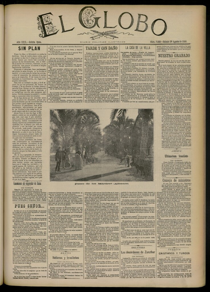 Miniatura de El Globo : diario ilustrado del 29 de agosto de 1896, nº 7589