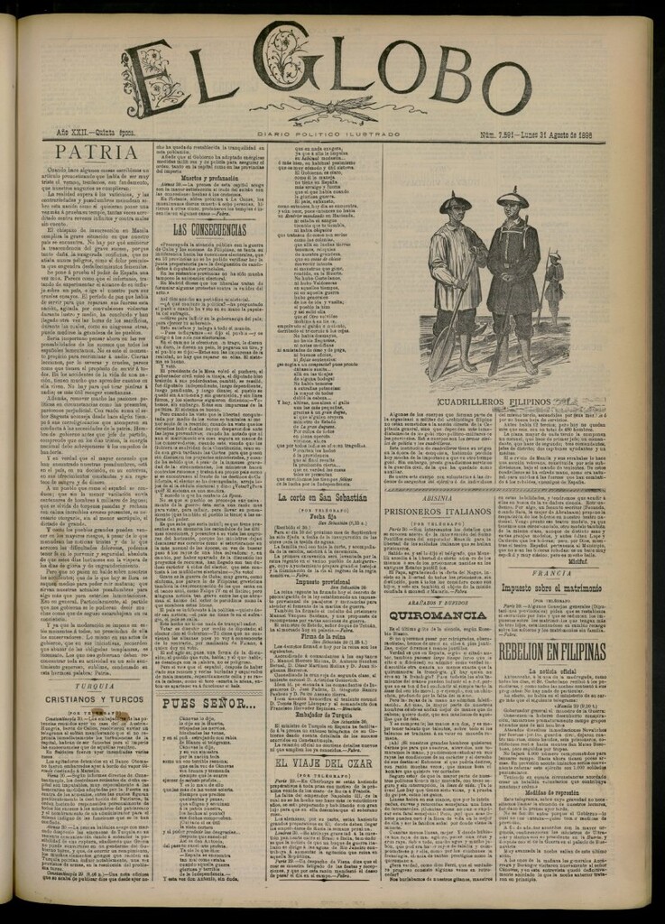 Miniatura de El Globo : diario ilustrado del 31 de agosto de 1896, nº 7591