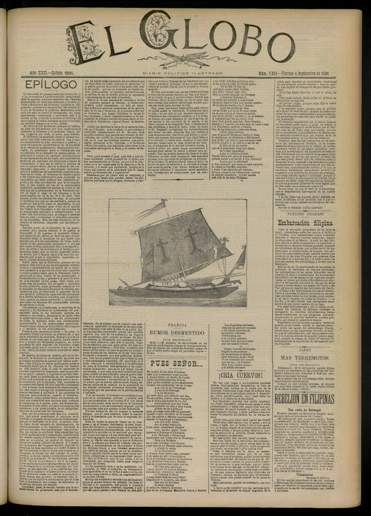Miniatura de El Globo : diario ilustrado del 4 de septiembre de 1896, nº 7595