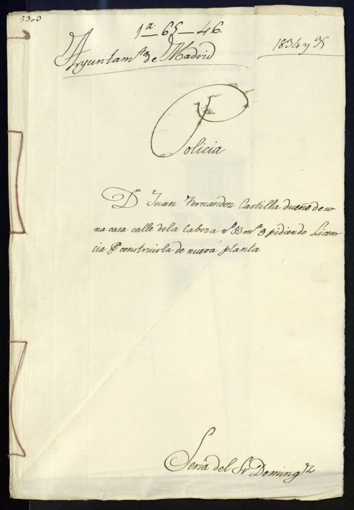 Miniatura de Juan Fernández Castillo para levantar su casa en la calle de la Cabeza, antiguo número 13, manzana 9