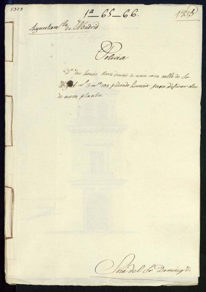 Miniatura de Don José Leoncio Pérez dueño de una casa calle de San Miguel, número 3, manzana 298, pidiendo licencia para edificar otra de nueva planta.