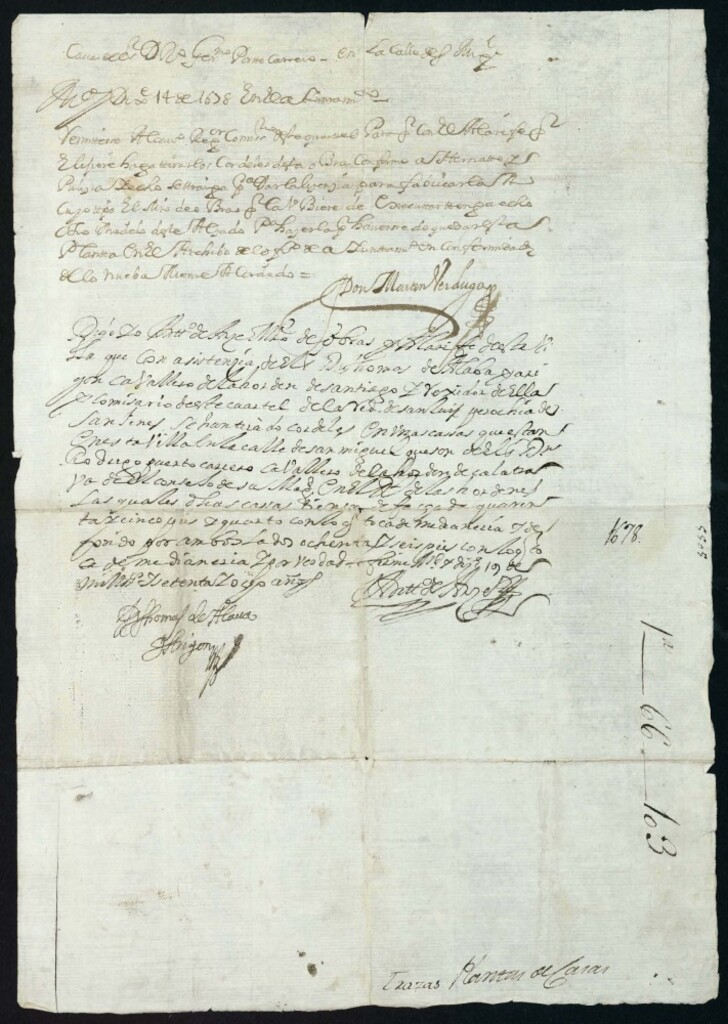 Miniatura de Licencia a don Rodrigo Puerto Carrero para construir una casa en la Calle de San Miguel.