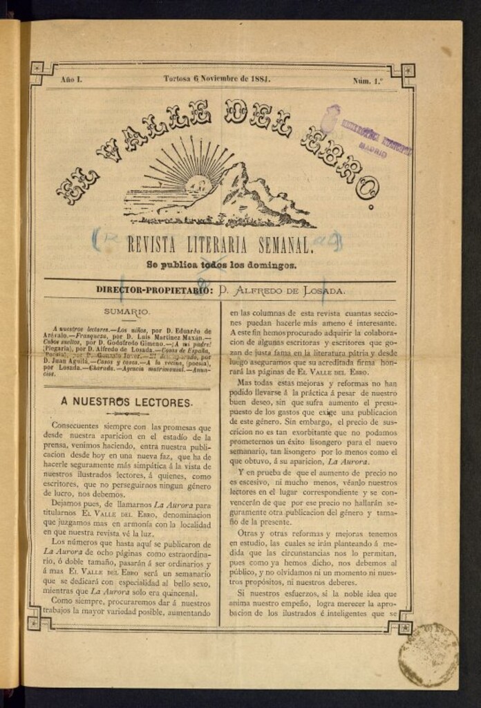 Miniatura de El Valle del Ebro : revista literaria semanal