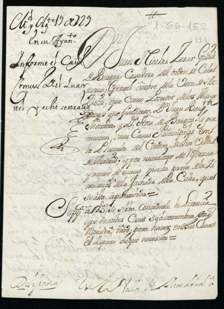 Miniatura de Licencia a Don Juan Nicolás Zesar Gudiel de Bargas, para reparar una casa en la Plazuela del Cordón.