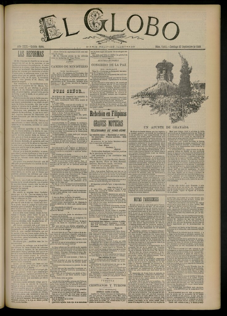 Miniatura de El Globo : diario ilustrado del 20 de septiembre de 1896, nº 7611