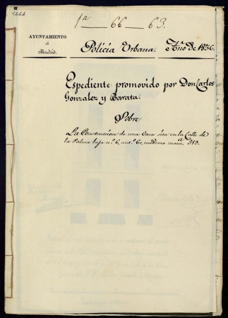 Miniatura de Expediente promovido por Don Carlos González y Barata, sobre la construcción de una casa sita en la calle de la Paloma Baja nº 6, antiguo 60, moderno manzana 519.