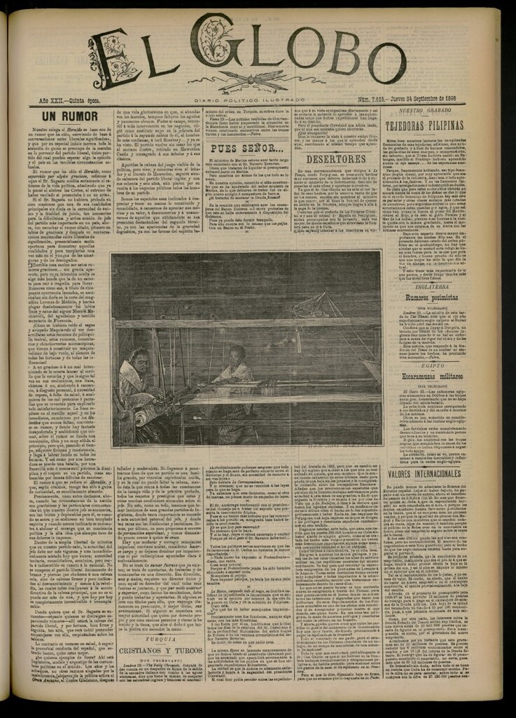 Miniatura de El Globo : diario ilustrado del 24 de septiembre de 1896, nº 7615