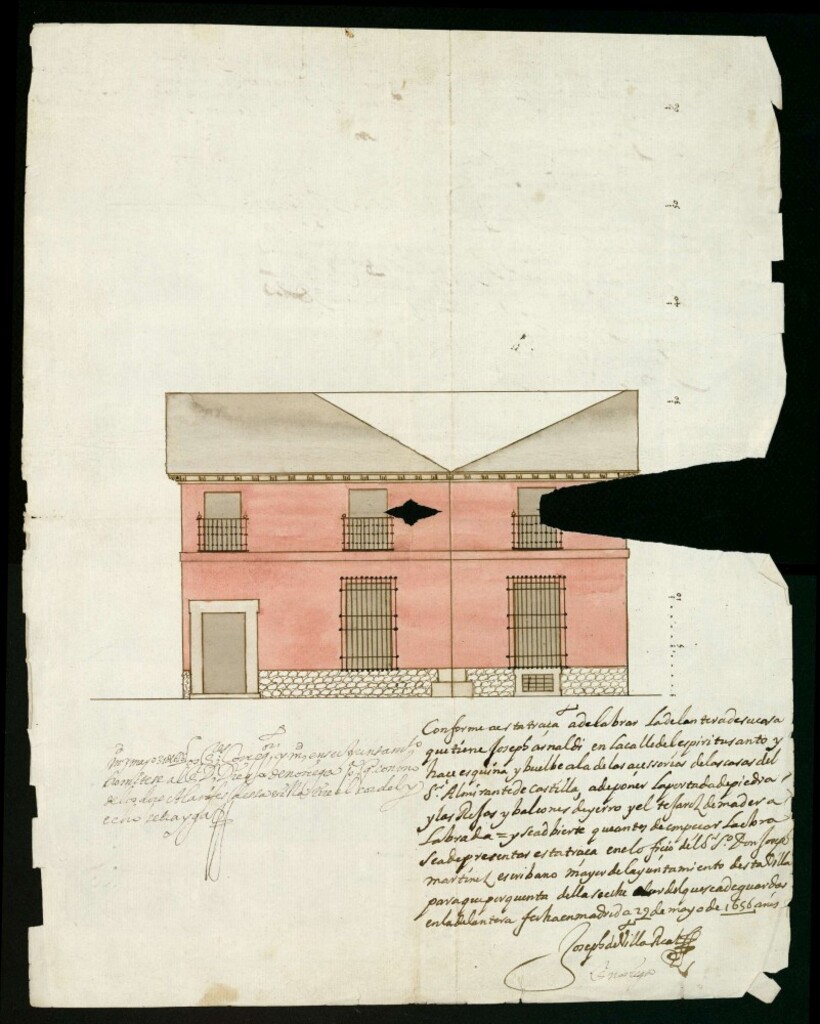 Miniatura de Licencia a Don José Arnaldi para constuir una casa en a Calle de la del Espíritu Santo, con accesorios a la del Almirante de Castilla.