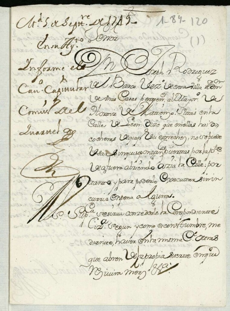 Miniatura de Licencia a Don José Rodríguez del Barco, administrador del Mayorazgo de Hortez, para variar las puertas cocheras, dejándolas abiertas para afuera, en la Calle de león.