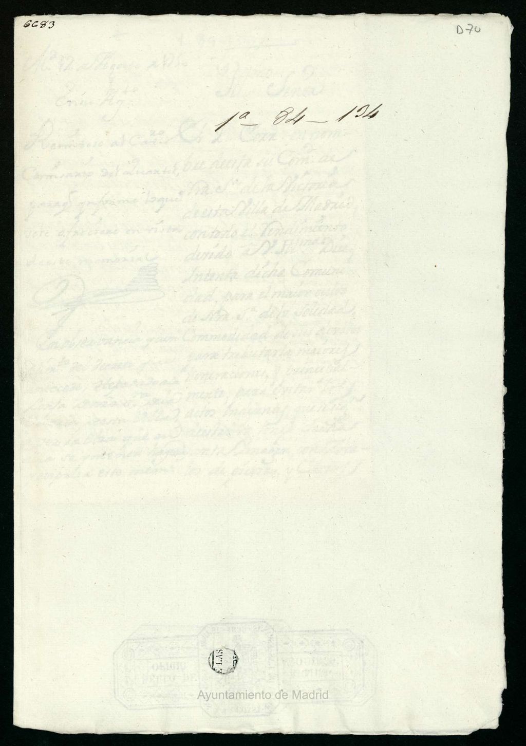 Miniatura de Licencia al Padre Corrector y Comunidad del Convento de la Victoria, para cerrar con verjas de hierro la lonja del convento, y hacer otras variaciones en la Carrera de San Jerónimo.