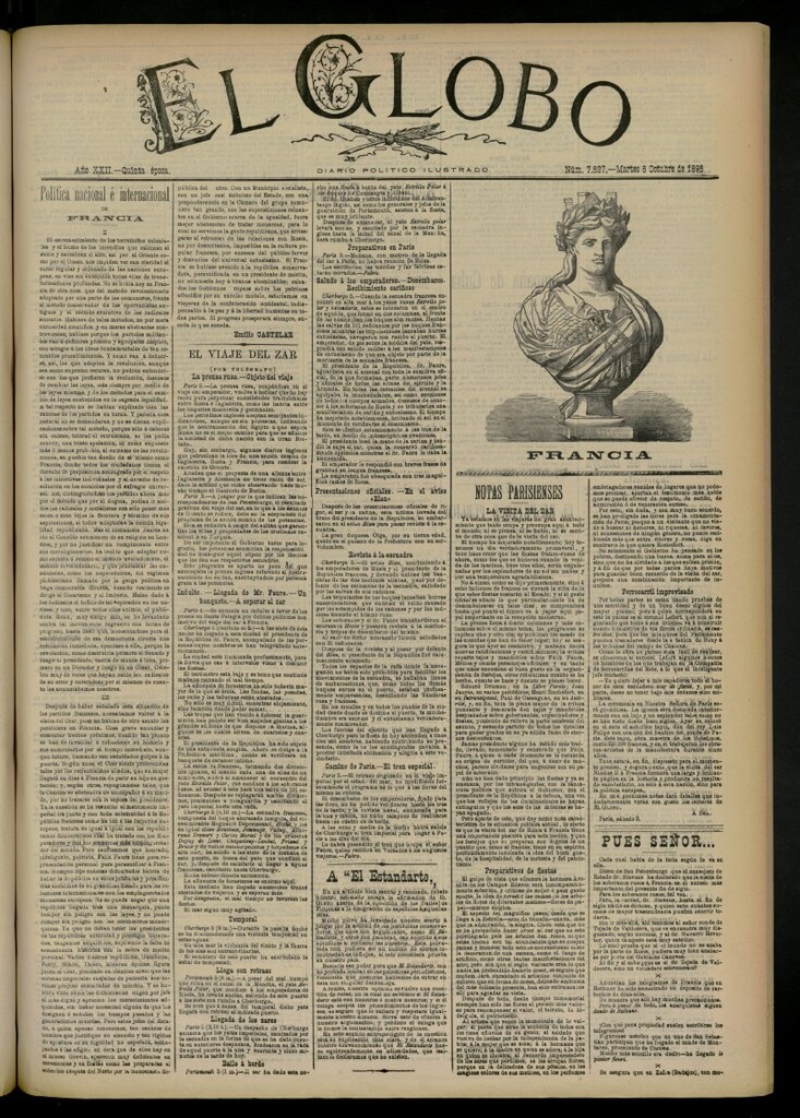 Miniatura de El Globo : diario ilustrado del 6 de octubre de 1896, nº 7627
