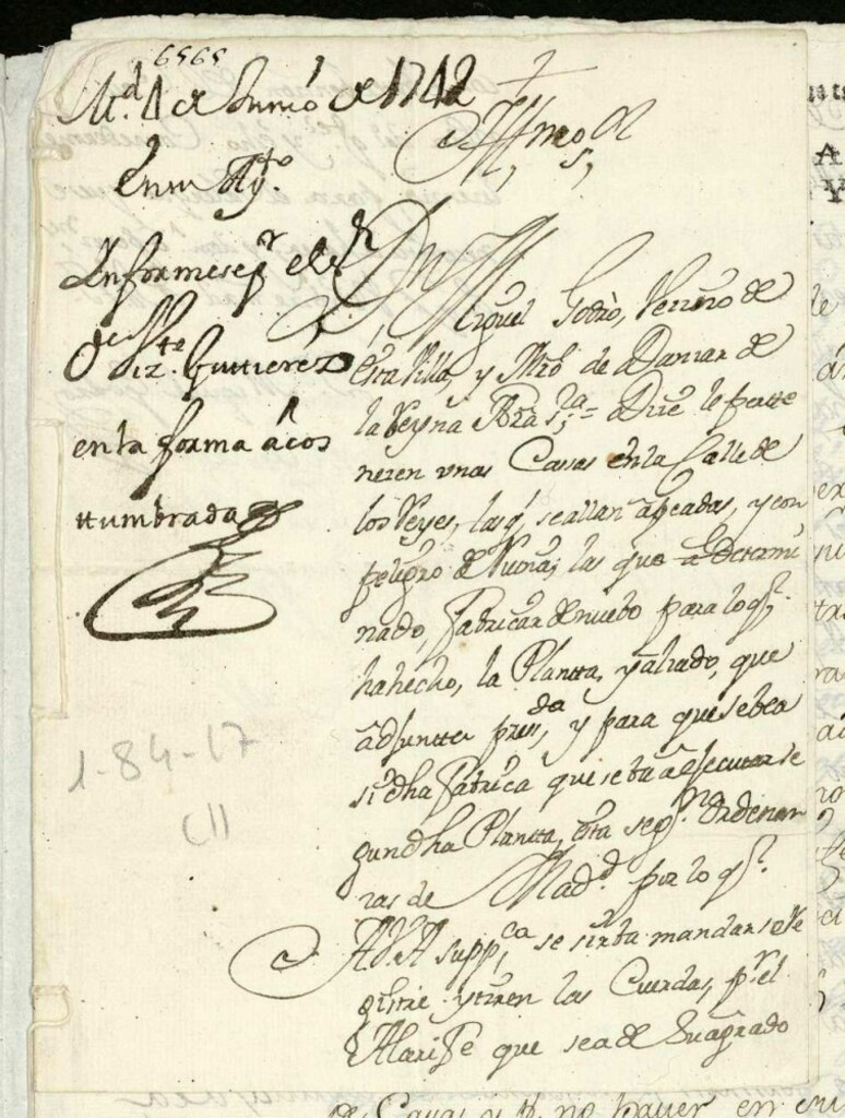 Miniatura de Licencia a Don Miguel Godró para reedificar en la casa Calle de los Reyes con vuelta a la de la Cuadra.