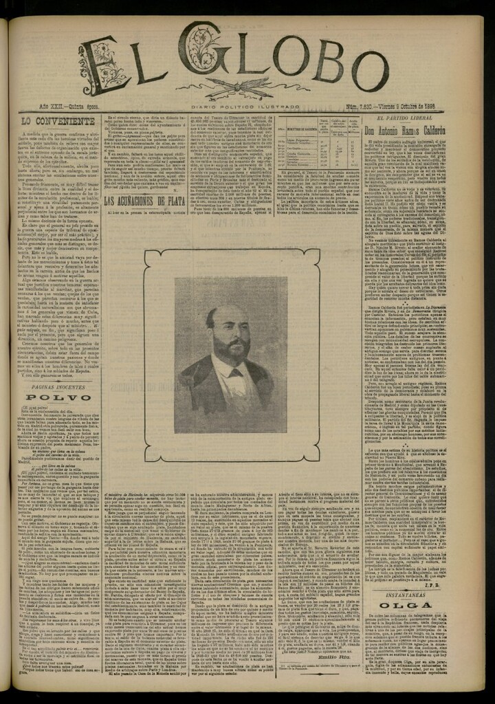 Miniatura de El Globo : diario ilustrado del 9 de octubre de 1896, nº 7630