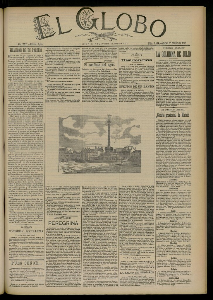 Miniatura de El Globo : diario ilustrado del 13 de octubre de 1896, nº 7634