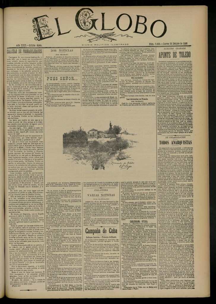 Miniatura de El Globo : diario ilustrado del 15 de octubre de 1896, nº 7636