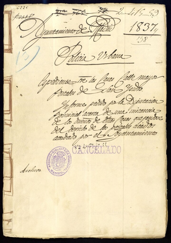 Miniatura de Expediente de don Ignacio de Berganza para las casas de la calle Mayor, portales de don Isidoro número 37 antiguo, manzana 195