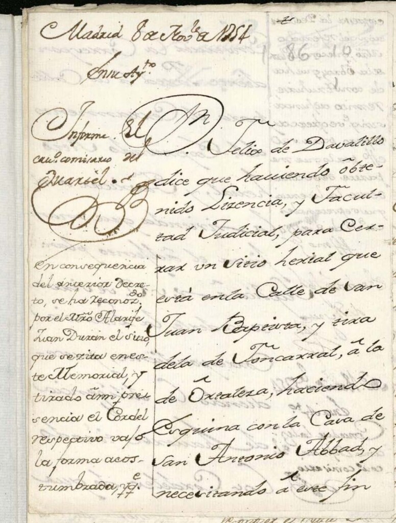 Miniatura de Licencia a Don Félix de Davalillo para construir calle de San Juan Bautista (hoy Fuencarral).