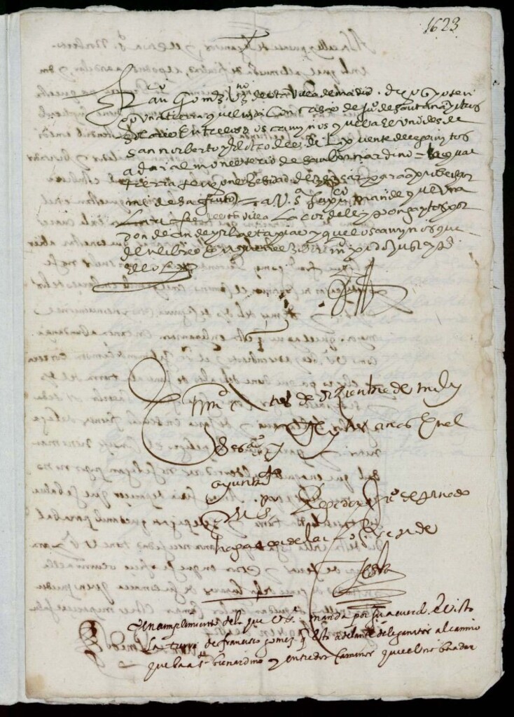 Miniatura de Licencia a Francisco Gómez vecino de Madrid para cercar una tierra que posee en ........Doña Catalina Muriel y Valdivieso camino a San Bernardino.