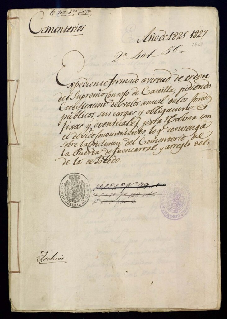 Miniatura de Expediente formado a virtud de orden del Supremo Consejo de Castilla pidiendo certifcación del valor anual de los fondos públicos sus cargas y obligaciones fijas y eventuales para resolver con el debido conocimiento lo que lle convenga sobre la conclusión del Cementerio de la Puerta de Fuencarral y arreglo del de la de Toledo.