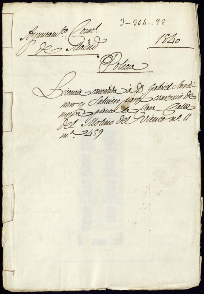 Miniatura de Licencia concedida a Don Gabriel Sardinero y Salinero para construir de nueva planta la casa de la calle del Molino del Viento, 11, manzana 459