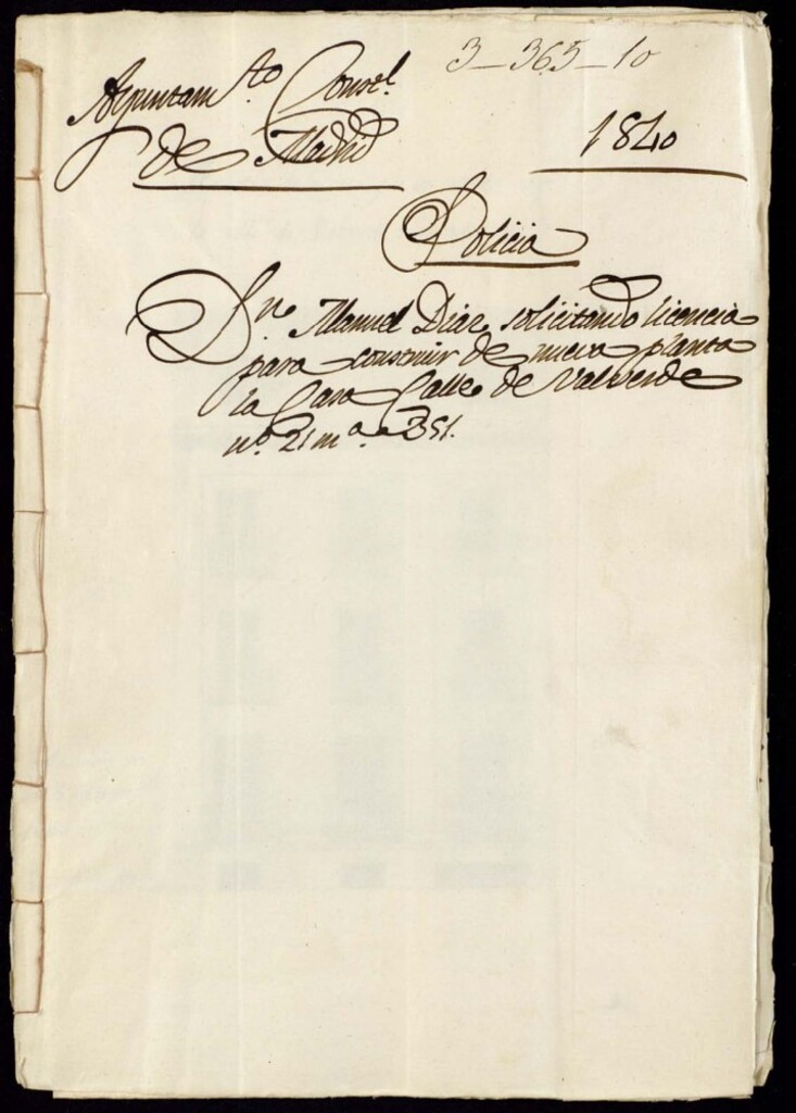 Miniatura de Don Manuel Diaz solicitando licencia para construir de nueva planta la casa de la calle de Valverde, 21, manzana 351