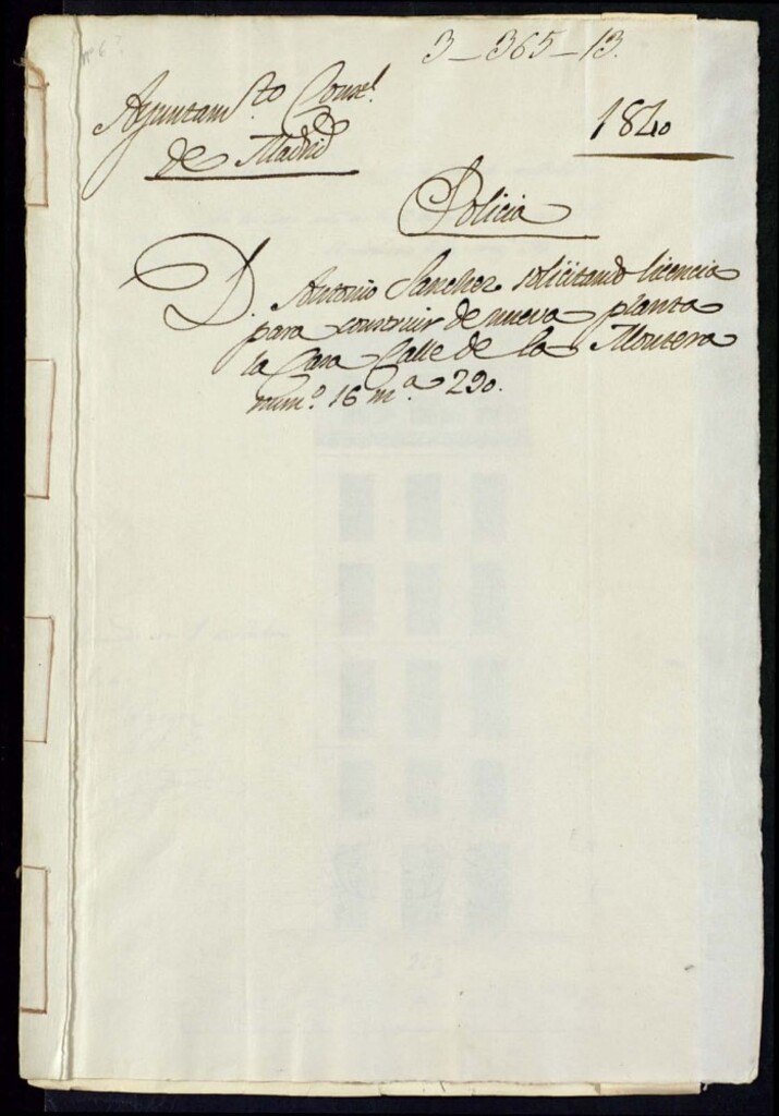 Miniatura de Don Antonio Sánchez solicitando licencia para construir de nueva planta la casa de la calle de la Montera, 16, manzana 290