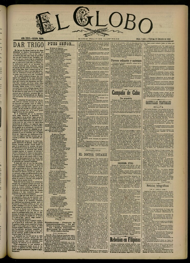 Miniatura de El Globo : diario ilustrado del 30 de octubre de 1896, nº 7651