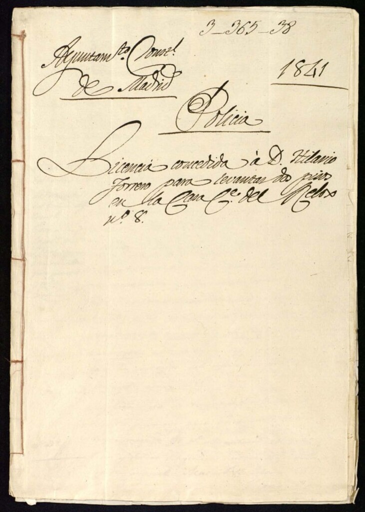 Miniatura de Licencia concedida a don Hilario Torrero para levantar dos pisos en la casa de la calle del Reloj, 8 de la manzana 554.