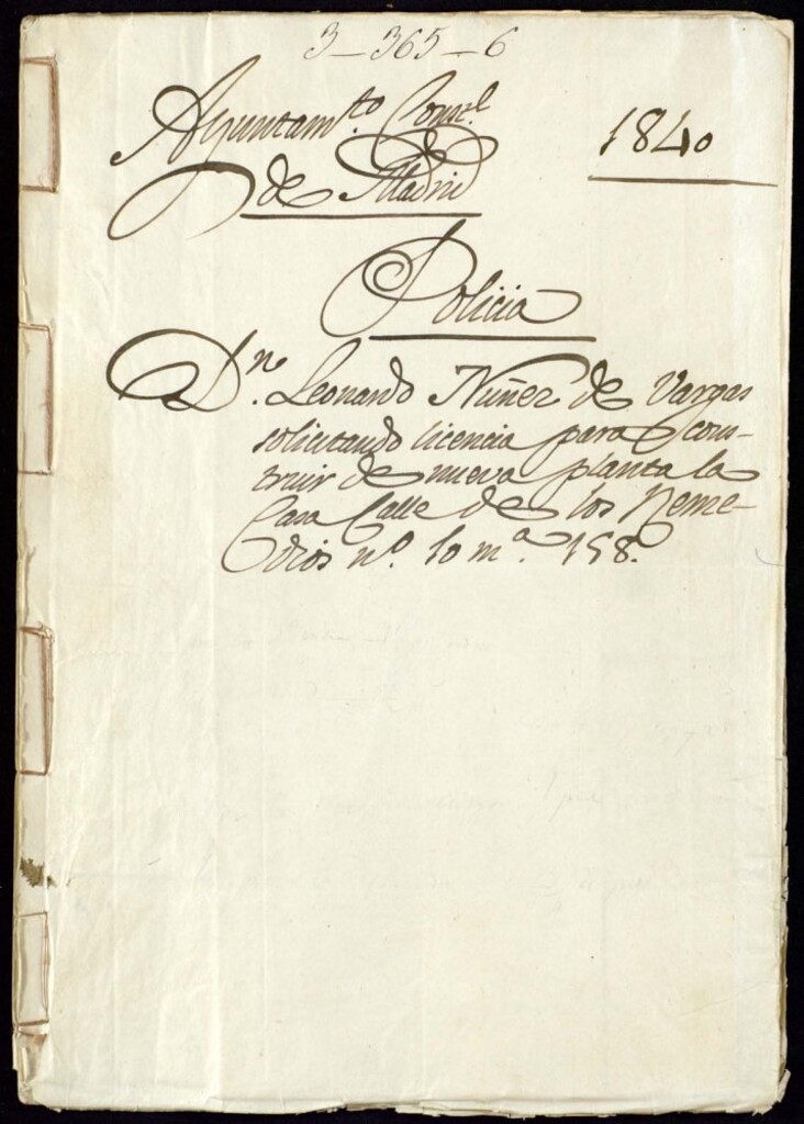 Miniatura de Don Leonardo Núñez de Vargas solicitando licencia para construir de nueva planta la casa de la calle de los Remedios, 10 nuevo y antiguo 20, manzana 158