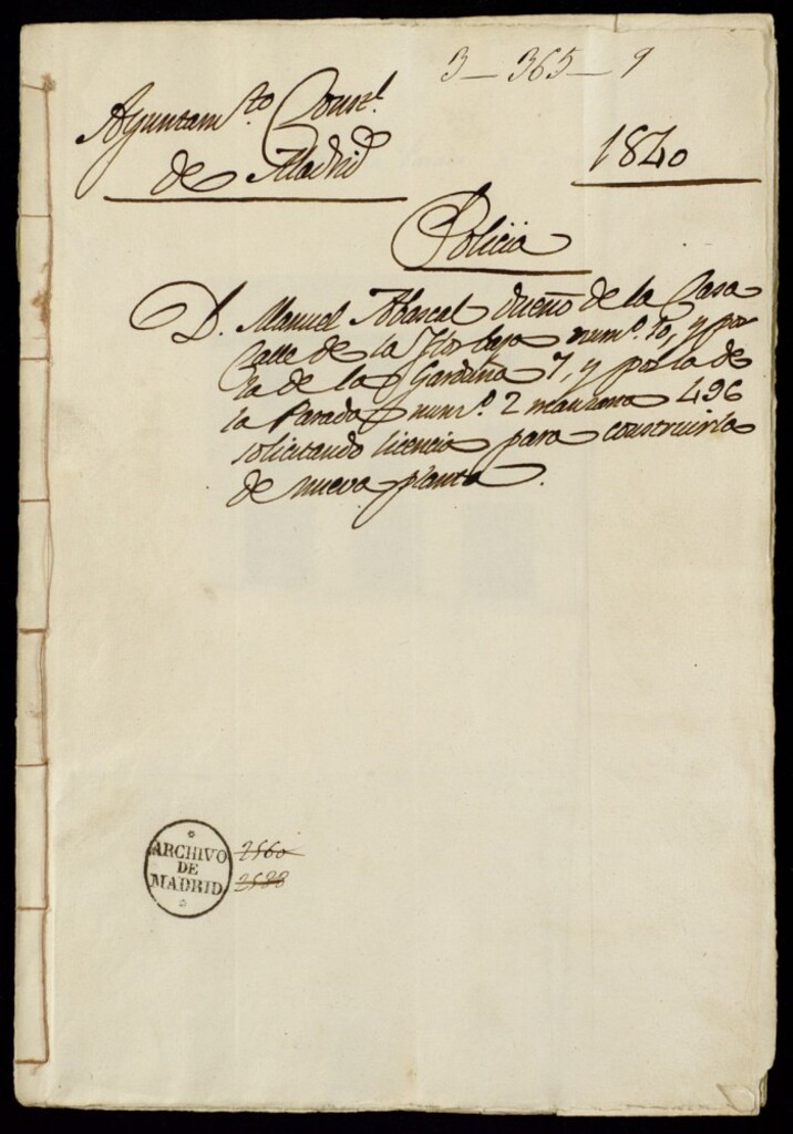 Miniatura de Don Manuel Abascal dueño de la casa calle de la Flor Baja, número 10 y por la de la Garduá 7 y por la de la Parada, número 2, manazana 496, solicitando licencia para construirla de nueva planta.