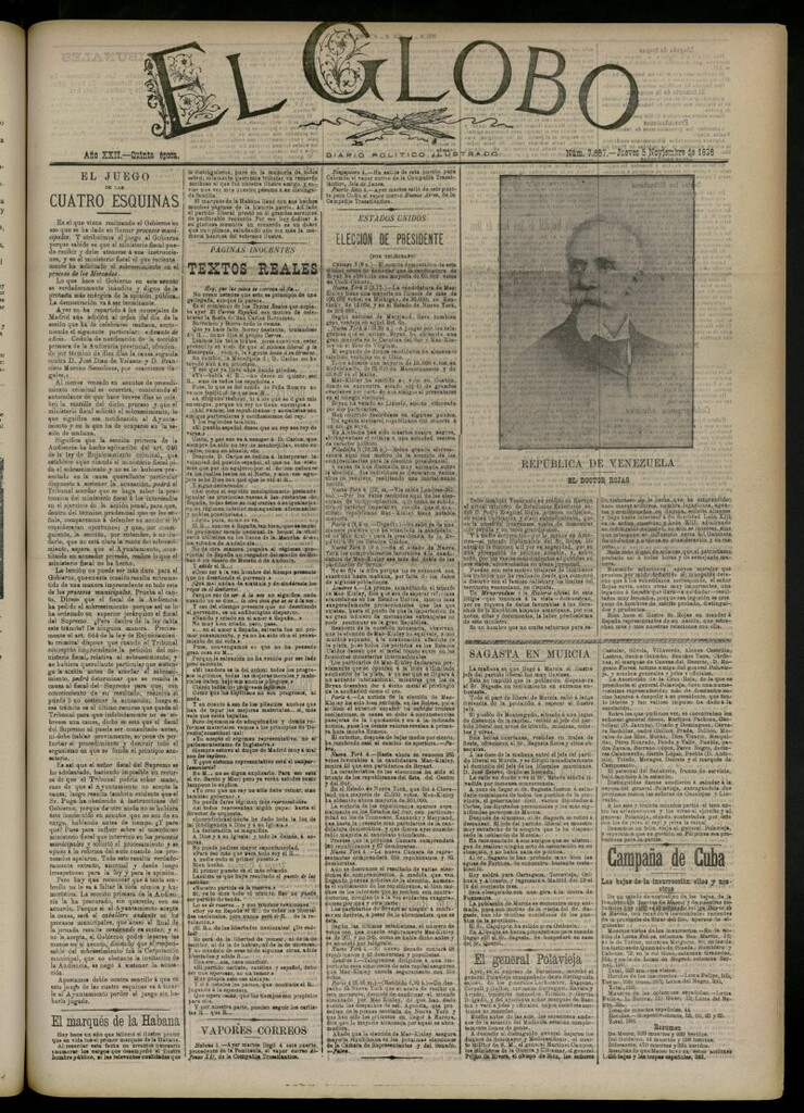 Miniatura de El Globo : diario ilustrado del 5 de noviembre de 1896, nº 7657