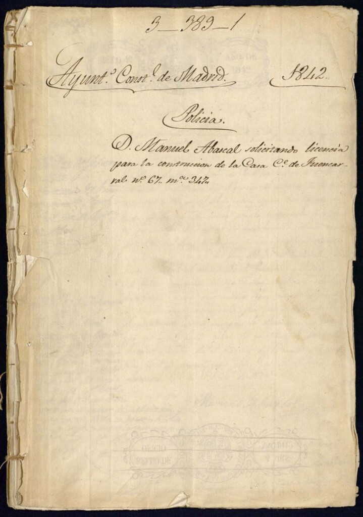 Miniatura de Don Manuel Abascal solicitando licencia para la construcción de la casa calle de Fuencarral nº 67, manzanza 347.