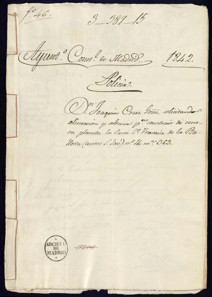 Miniatura de Don Joaquin Cruz Gomez, solicitando alineación altura para construir de nueva planta la casa, para construir de nueva planta la casa, calle Travesía de la Ballesta (antes San José) nº 11, manzana 369