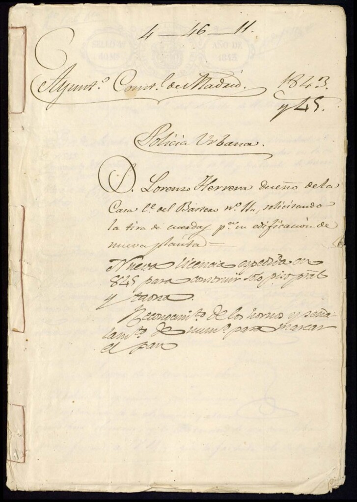 Miniatura de Don Lorenzo Herrero, dueño de la casa, calle del Bastero, 11, solicitando la tira de cuerdas para una edificación de nueva planta.