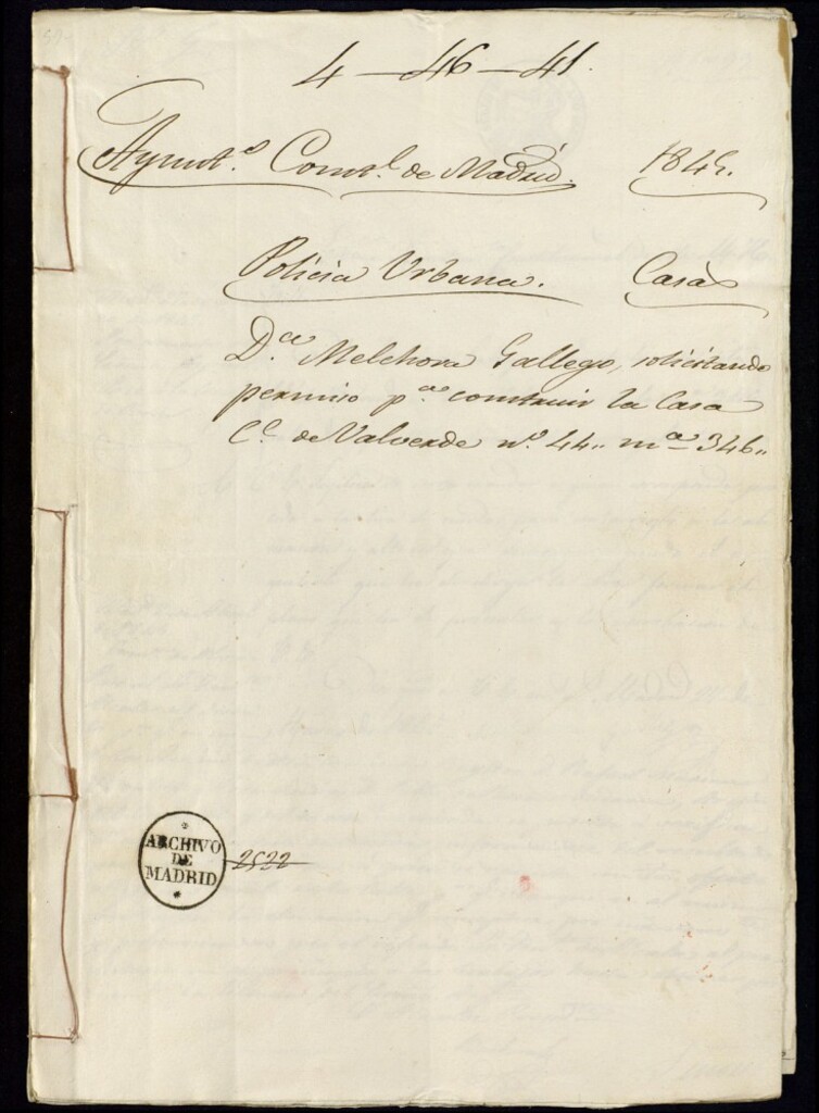 Miniatura de Doña Melchora Gallego, solicitando permiso para construir la casa de la calle de Valverde, 44, manzana 346
