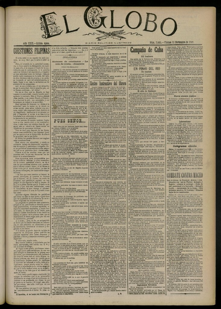 Miniatura de El Globo : diario ilustrado del 13 de noviembre de 1896, nº 7665