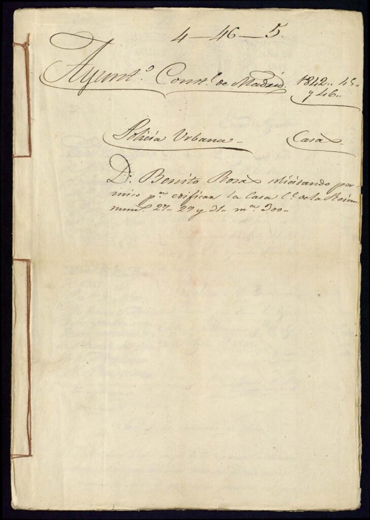 Miniatura de Don Benito Rozas, solicitando permiso para edificar la casa, calle de la Resina,nº 27, 29 y 31, manzana 300.