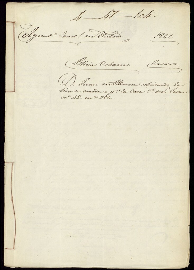 Miniatura de Don Juan de Alonsa solicitando la tira de cuerda para la casa de calle de San Juan, 42 manzana 251.