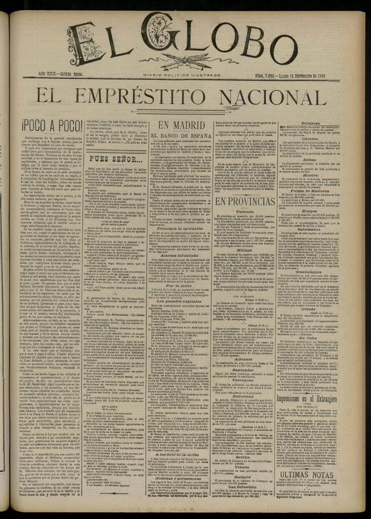 Miniatura de El Globo : diario ilustrado del 16 de noviembre de 1896, nº 7668