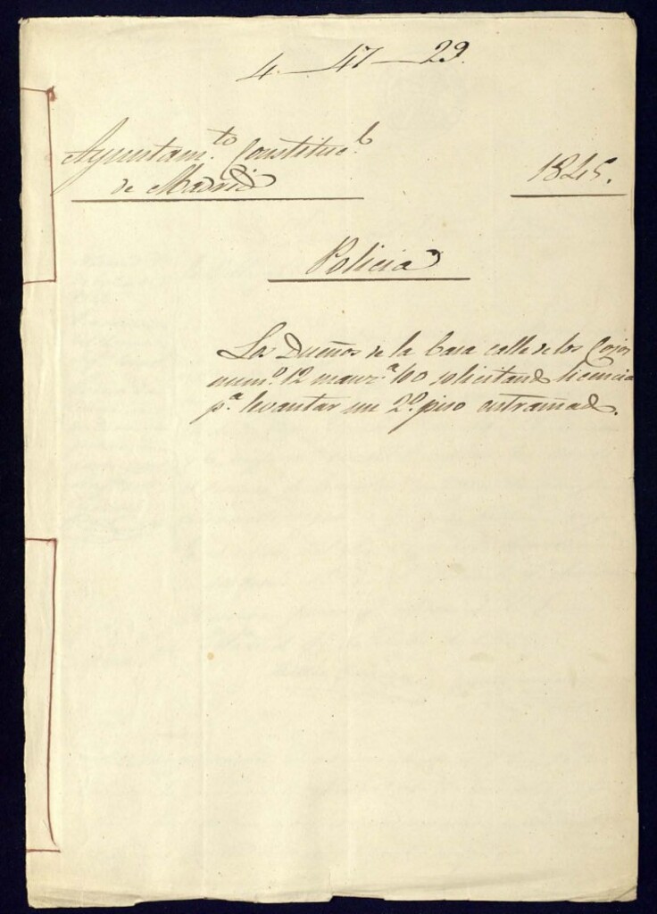 Miniatura de Los dueños de la casa, calle de los Cojos nº 12, manzana 100, solicitando licencia para levantar un 2º piso entramado.