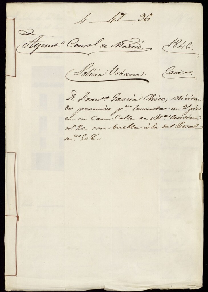 Miniatura de Don Francisco García Chico, solicitando permiso para levantar un segundo piso en su casa de la calle de María Cristina, número 20, con vuelta a la del Rosal, manzana 508.