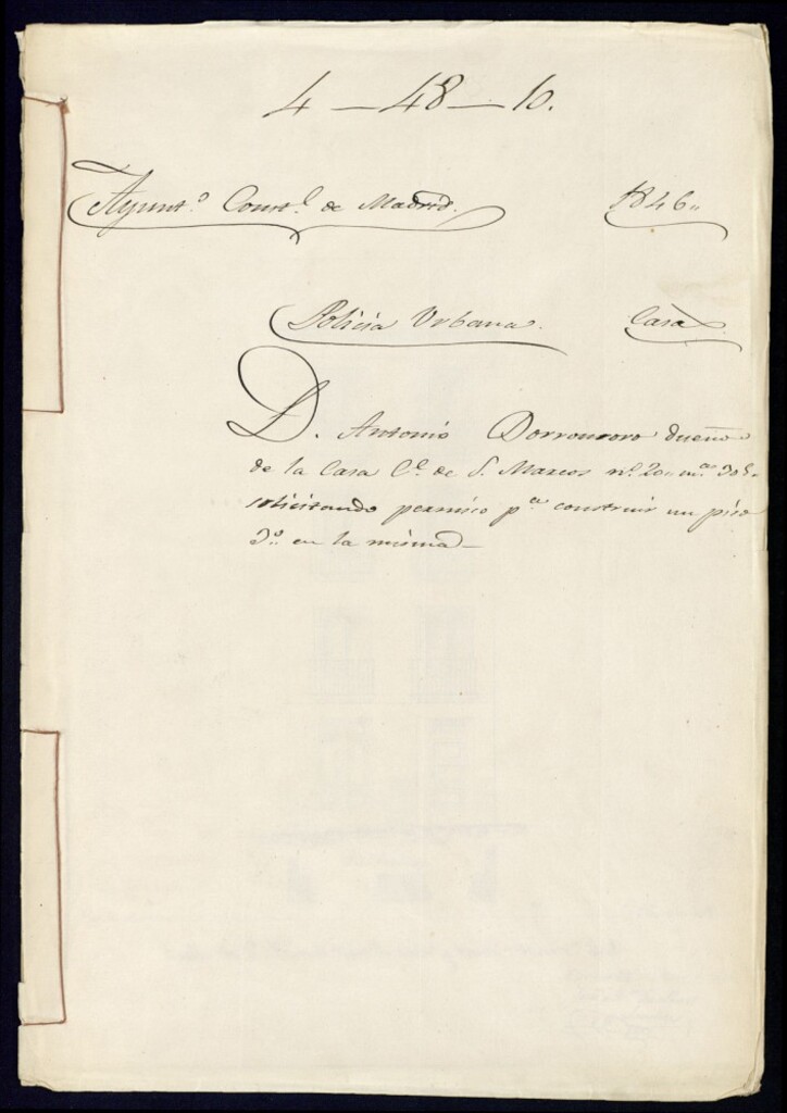 Miniatura de Don Antonio Dorronsoro dueño de la casa de la calle de San Marcos, 20, manzana 305, solicitando permiso para construir un piso tercero en la misma.