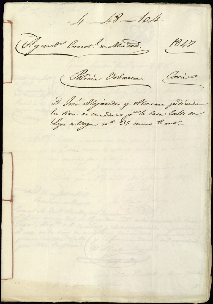 Miniatura de Don José Alejandro y Alvárez pidiendo la tira de cuerdas para la casa calle de Lope de Vega, 35 nuevo y 8 antiguo