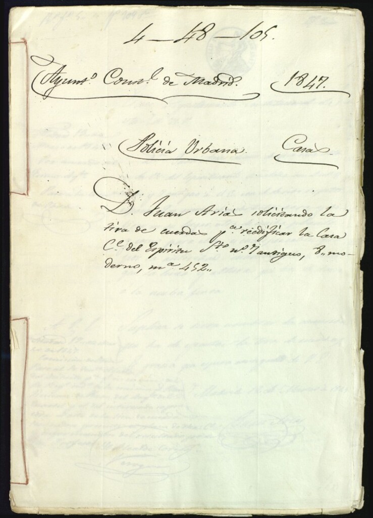 Miniatura de Don Juan Arias solicitando la tira de cuerdas para reedificar la casa calle del Espirtú Santo, 7 antiguo y 8 moderno, manzana 452