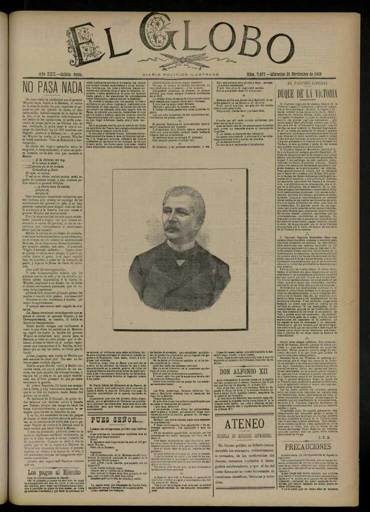 Miniatura de El Globo : diario ilustrado del 25 de noviembre de 1896, nº 7677