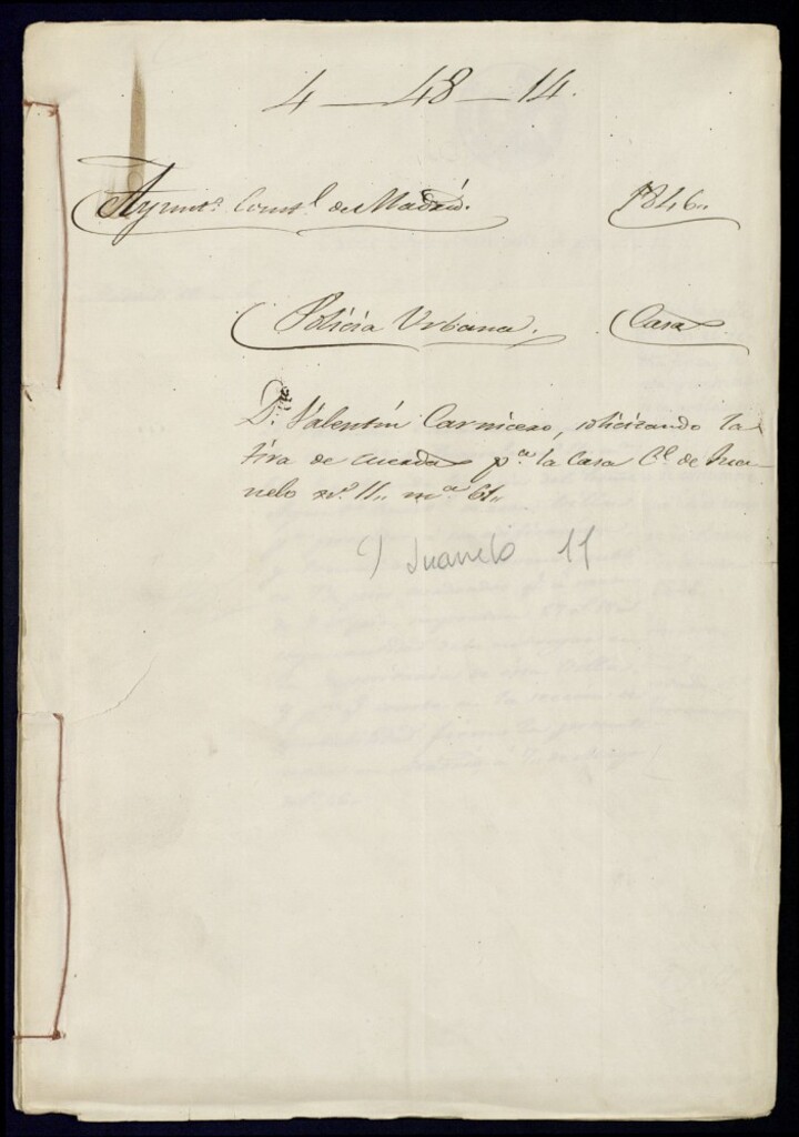 Miniatura de Don Valentín Carnicero, solicitando la tira de cuerdas para la casa de la calle de Juanelo, 11, manzana 61