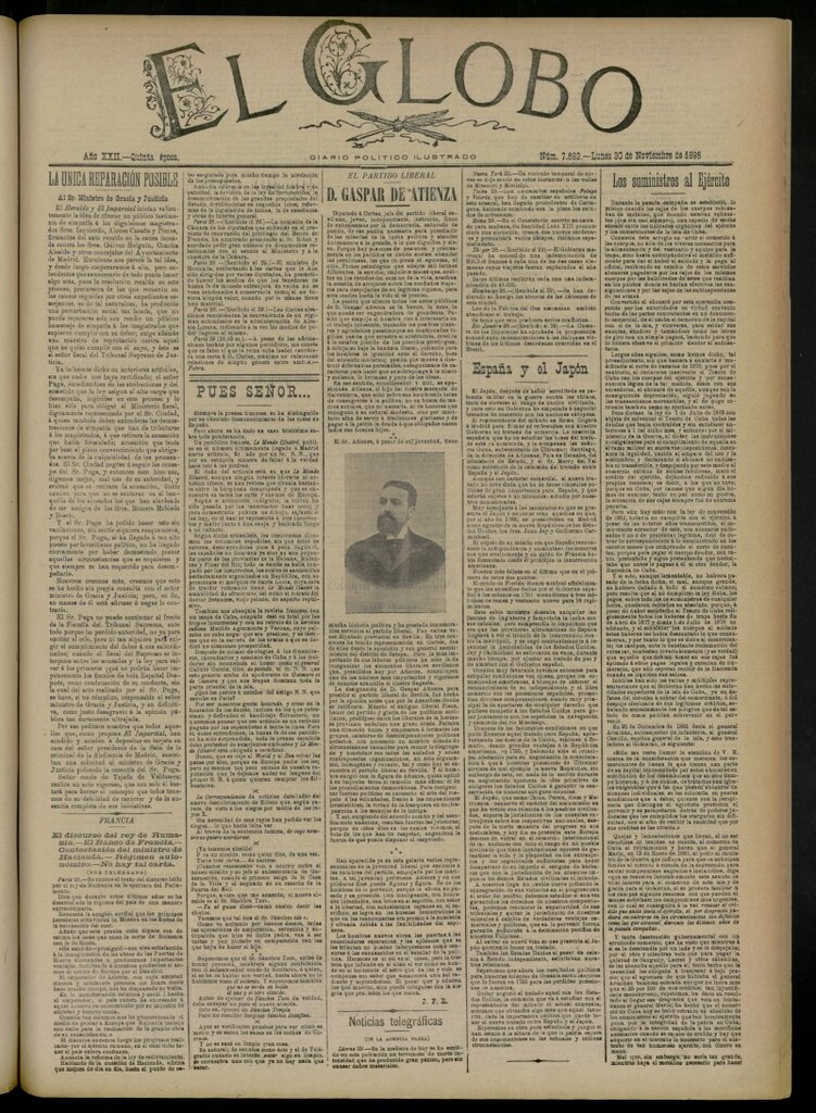 Miniatura de El Globo : diario ilustrado del 30 de noviembre de 1896, nº 7682