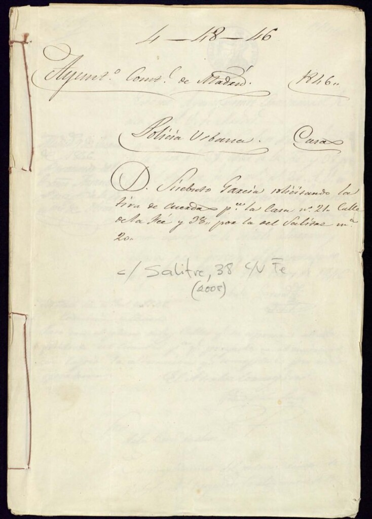 Miniatura de Don Sisebuto García solicitando la tira de cuerda para la casa número 21 calle de la Fe y 38 por la del Salitre manzana 20