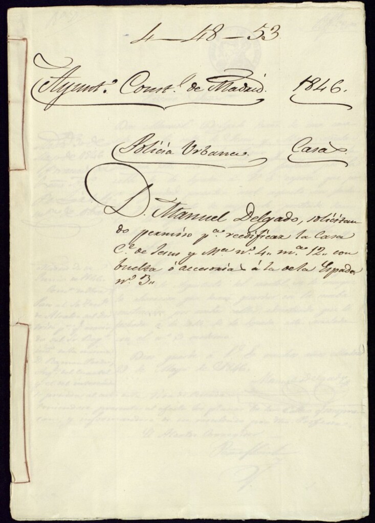Miniatura de Don Manuel Delgado, solicitando permiso para reedificar la casa de la calle de Jesús y María número 4, manzana 12, con vuelta o accesoría a la de la Espada, 3
