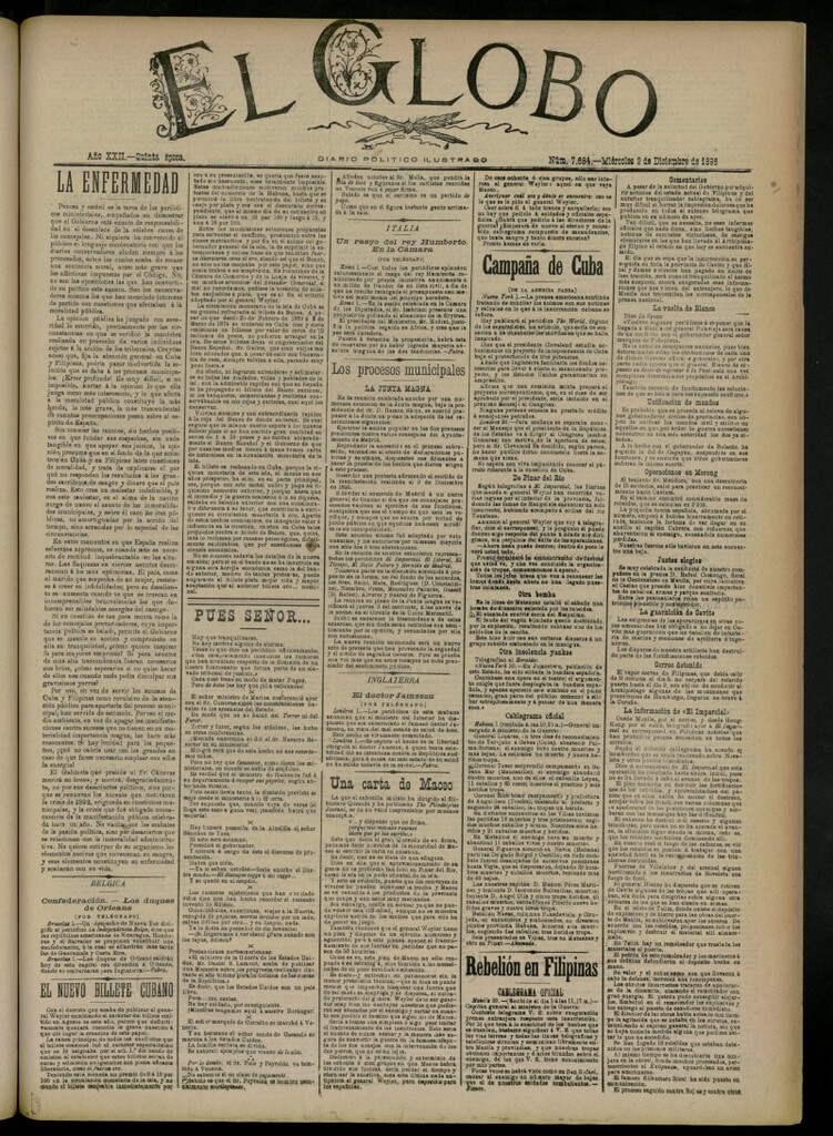 Miniatura de El Globo : diario ilustrado del 2 de diciembre de 1896, nº 7684